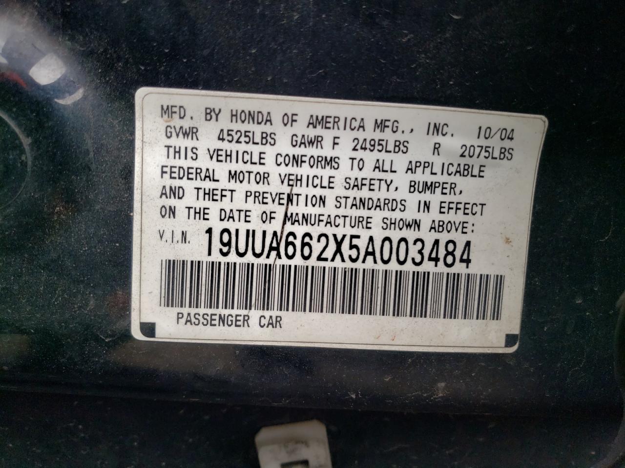 19UUA662X5A003484 2005 Acura Tl