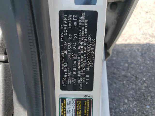 2011 Hyundai Accent Gls VIN: KMHCN4AC8BU606636 Lot: 57096084