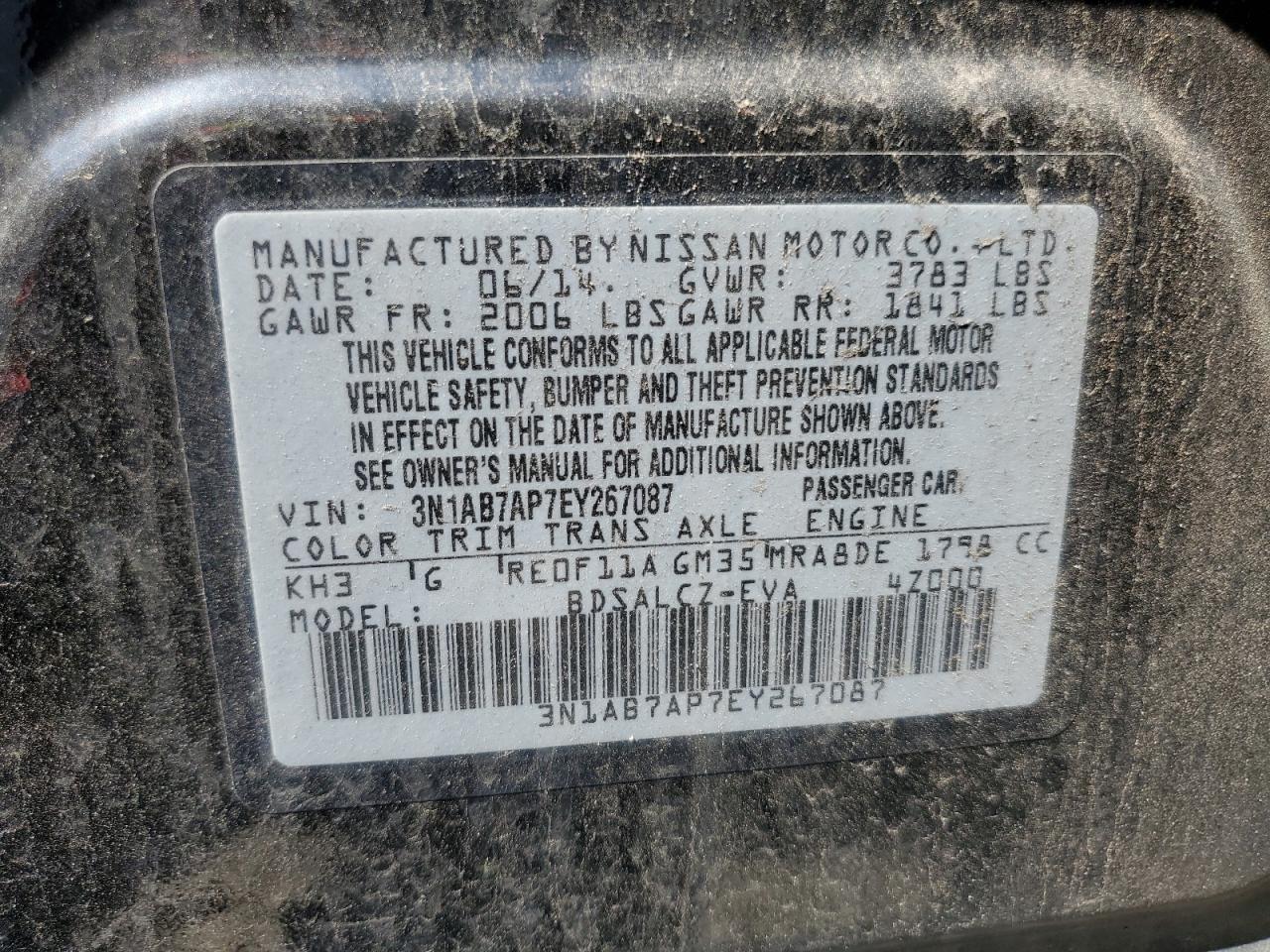 3N1AB7AP7EY267087 2014 Nissan Sentra S