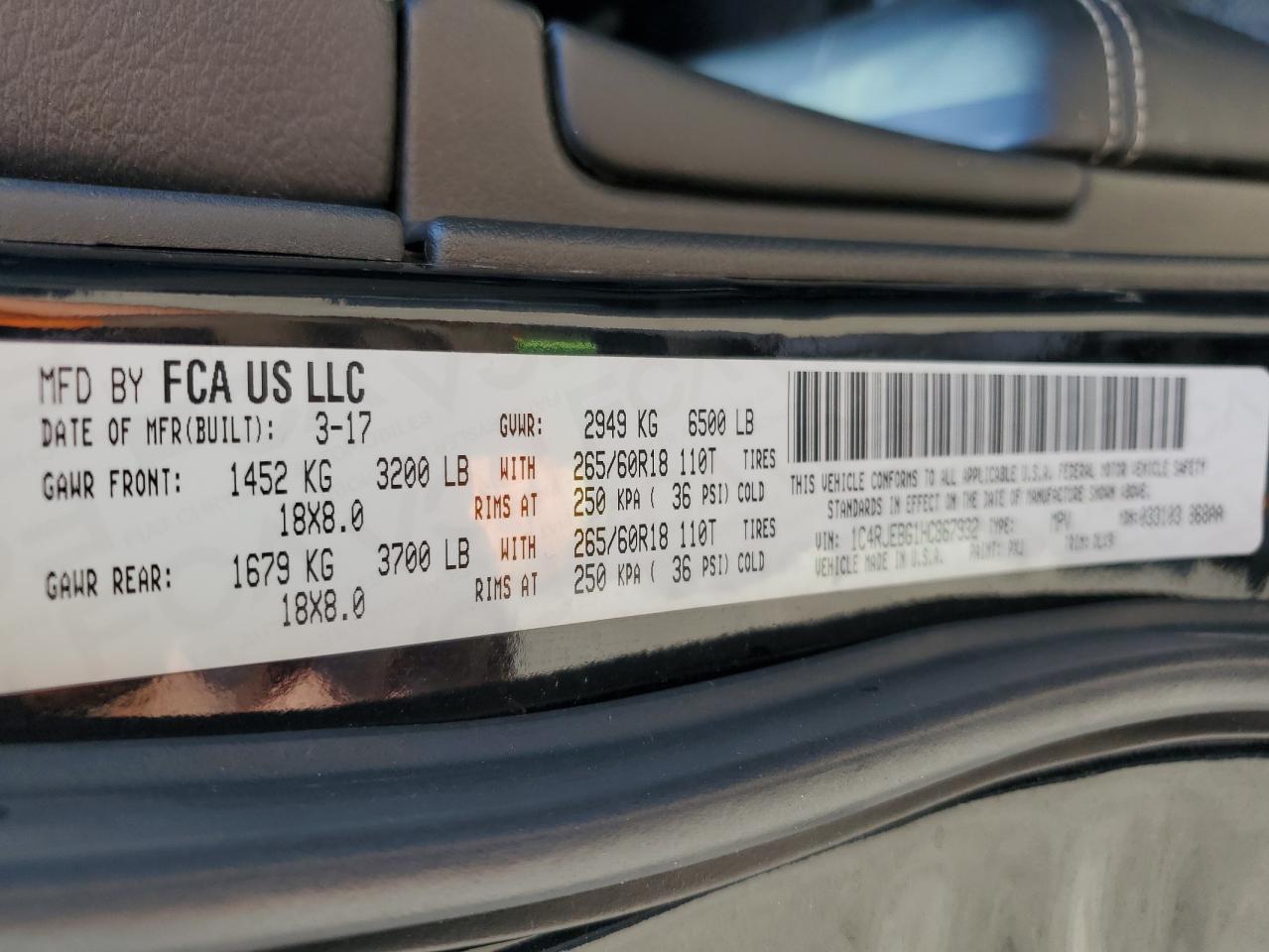 1C4RJEBG1HC867932 2017 Jeep Grand Cherokee Limited