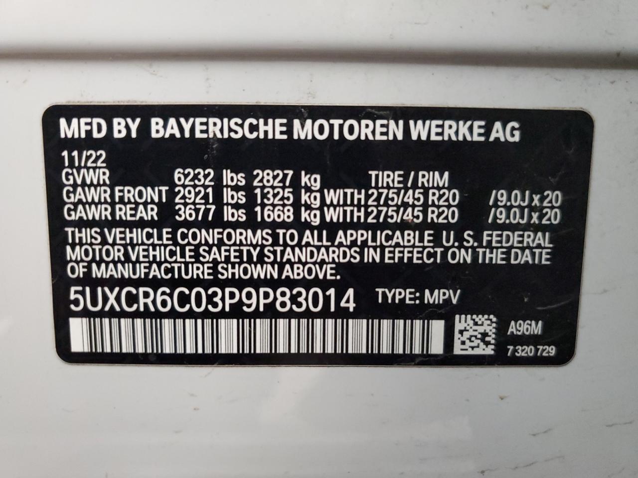 5UXCR6C03P9P83014 2023 BMW X5 xDrive40I