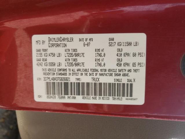 2007 Dodge Ram 3500 St VIN: 3D7ML48A37G826821 Lot: 55269274