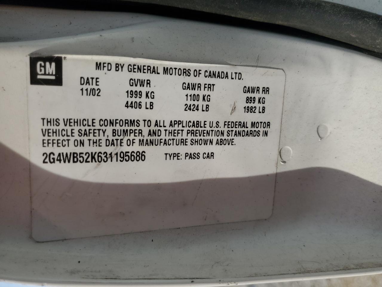 2G4WB52K631195686 2003 Buick Regal Ls