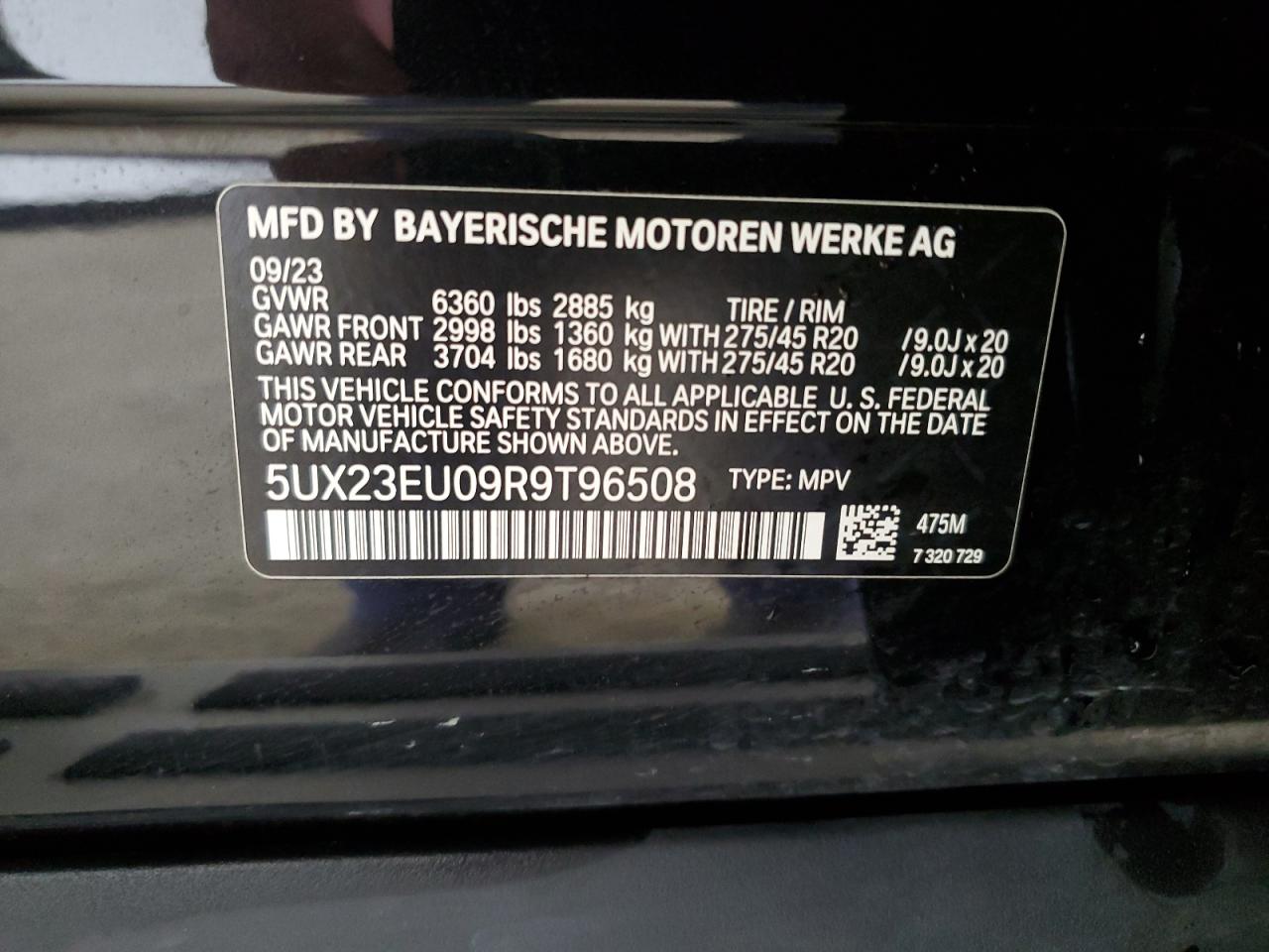 5UX23EU09R9T96508 2024 BMW X5 xDrive40I