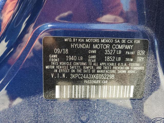 2019 Hyundai Accent Se VIN: 3KPC24A3XKE052298 Lot: 54410014