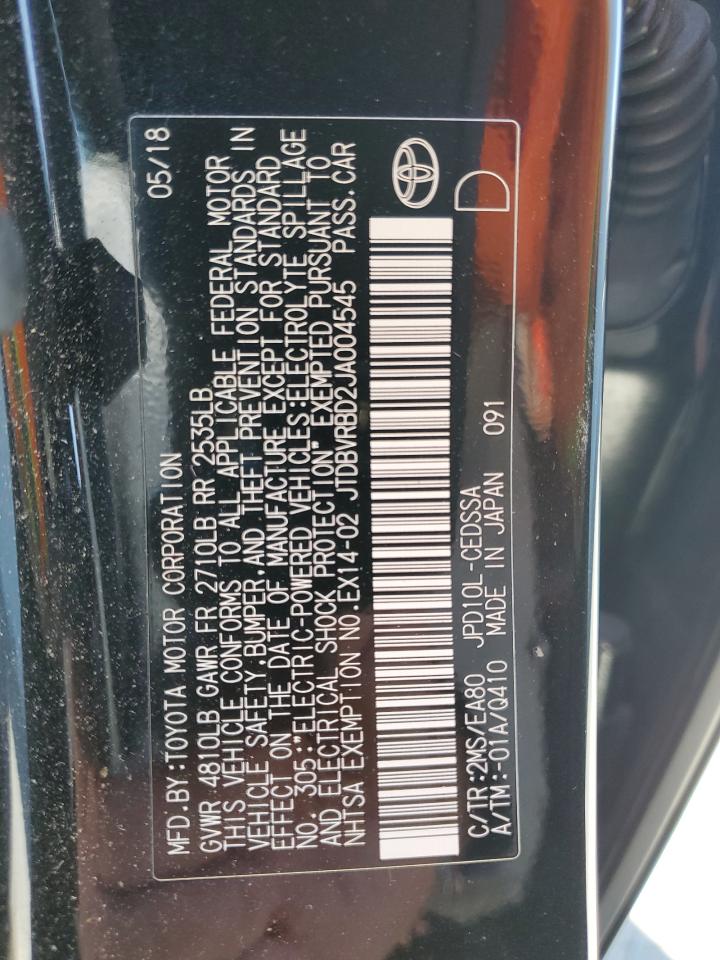 JTDBVRBD2JA004545 2018 Toyota Mirai