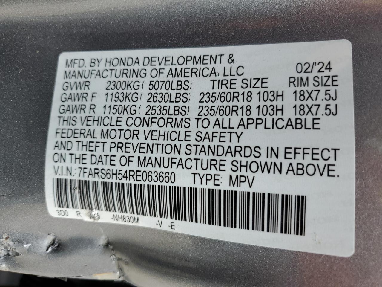 7FARS6H54RE063660 2024 Honda Cr-V Sport