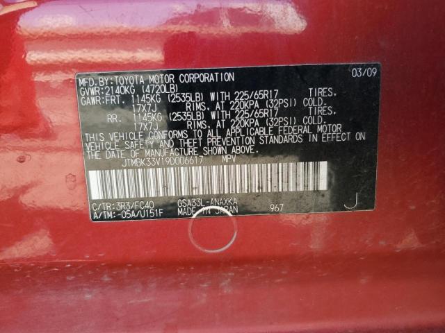 2009 Toyota Rav4 VIN: JTMBK33V19D006617 Lot: 55018294