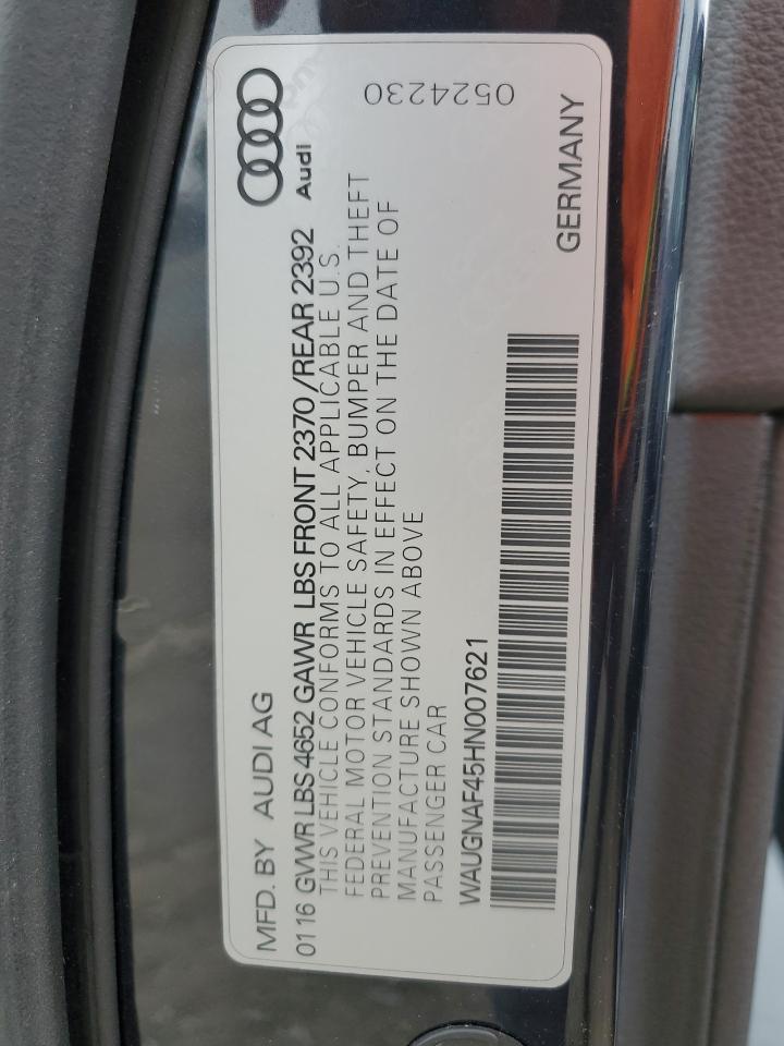 WAUGNAF45HN007621 2017 Audi A4 Premium