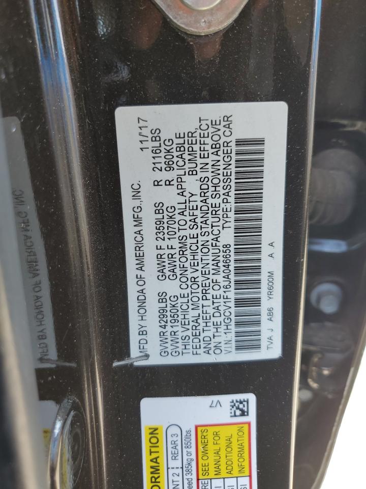 1HGCV1F16JA046658 2018 Honda Accord Lx