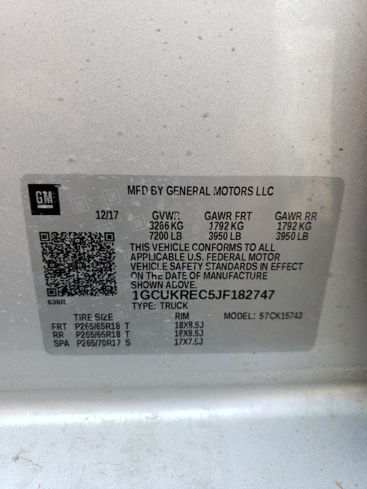 1GCUKREC5JF182747 2018 Chevrolet Silverado K1500 Lt