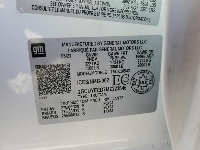 2021 Chevrolet Silverado K1500 Rst VIN: 1GCUYEED7MZ323546 Lot: 54420824