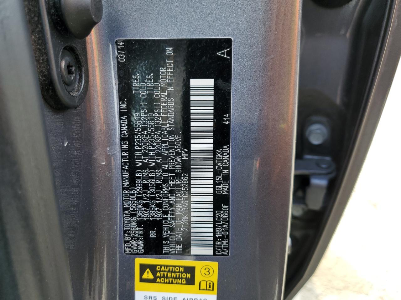 2T2BK1BA6FC252862 2015 Lexus Rx 350 Base