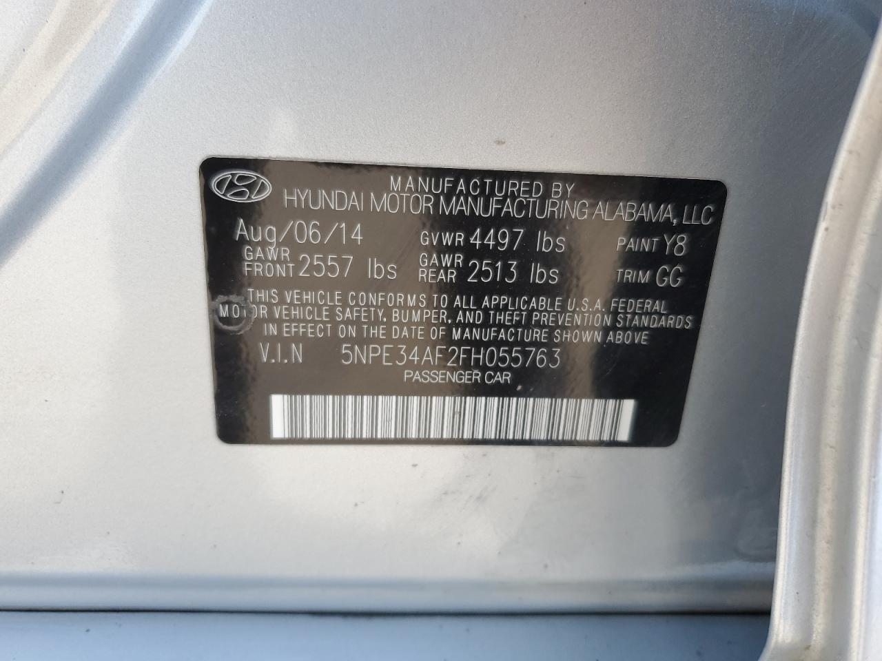 5NPE34AF2FH055763 2015 Hyundai Sonata Sport