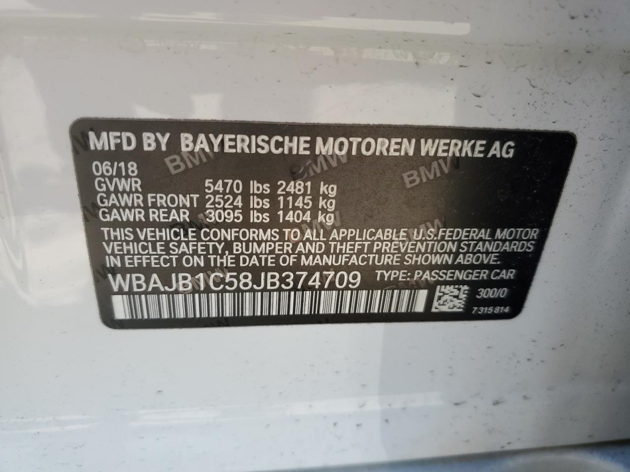 WBAJB1C58JB374709 2018 BMW 530Xe