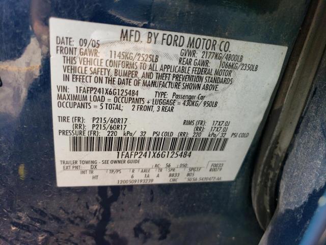 2006 Ford Five Hundred Sel VIN: 1FAFP241X6G125484 Lot: 56619964