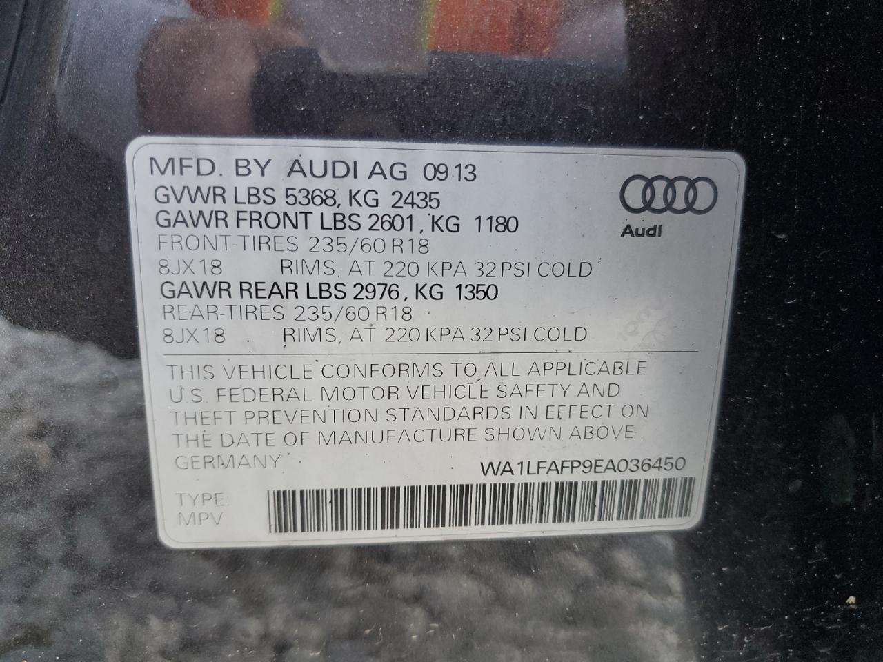 WA1LFAFP9EA036450 2014 Audi Q5 Premium Plus