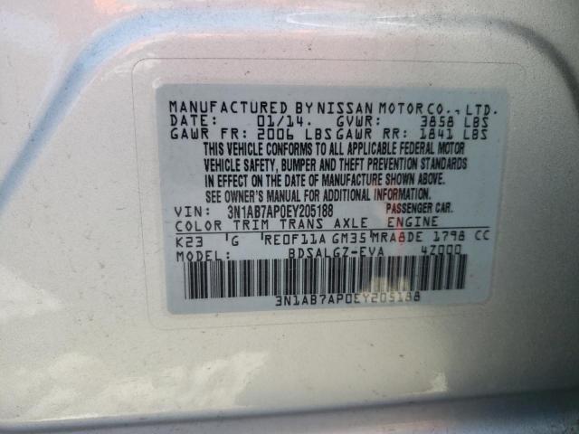 2014 Nissan Sentra S VIN: 3N1AB7AP0EY205188 Lot: 53089754