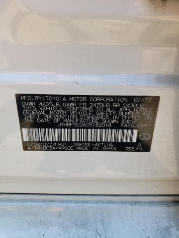 2012 Lexus Is 250 VIN: JTHBF5C26C5182018 Lot: 57434494