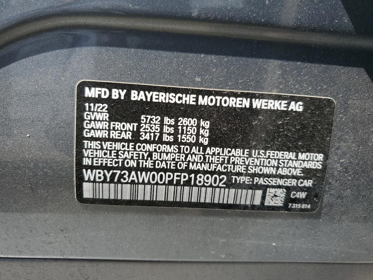 WBY73AW00PFP18902 2023 BMW I4 Edrive 40