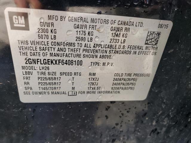 2015 Chevrolet Equinox Lt VIN: 2GNFLGEKXF6408100 Lot: 55152134