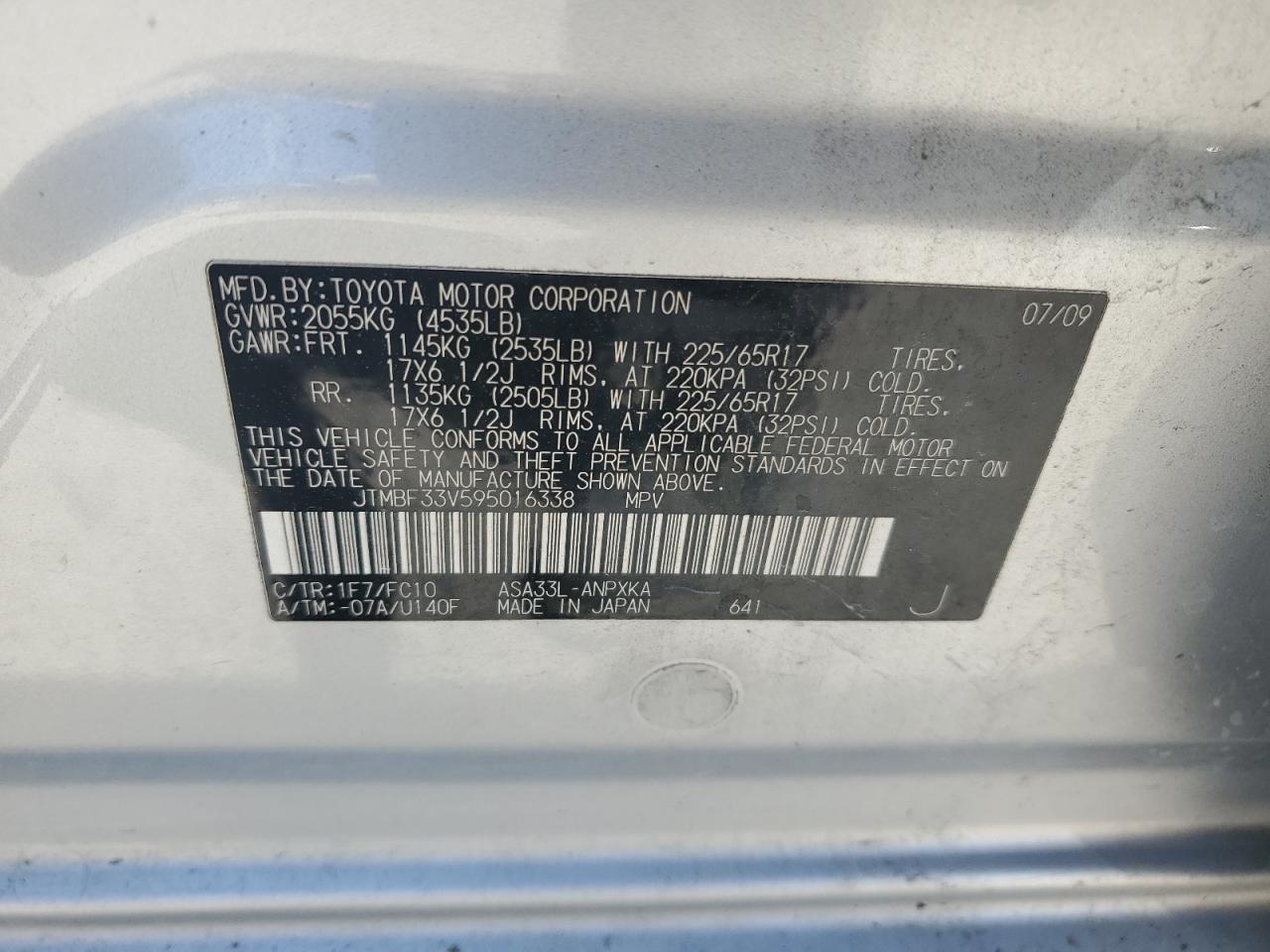 JTMBF33V595016338 2009 Toyota Rav4