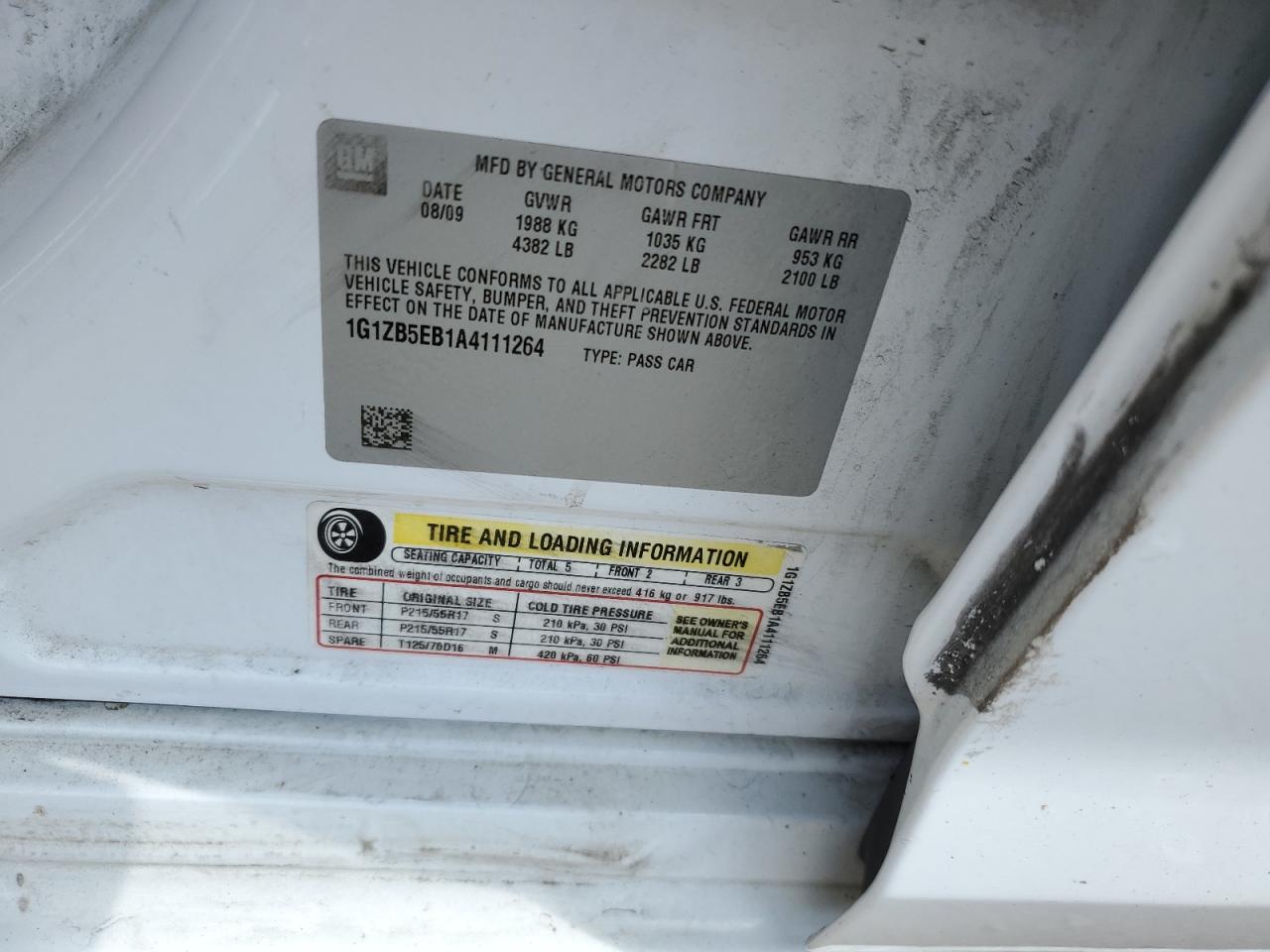 1G1ZB5EB1A4111264 2010 Chevrolet Malibu Ls