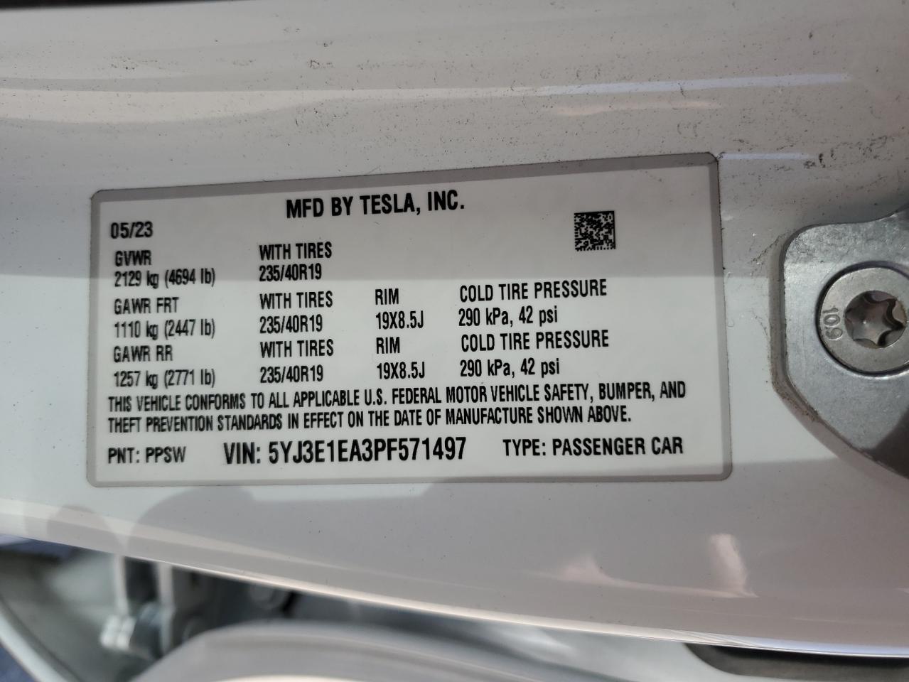 5YJ3E1EA3PF571497 2023 Tesla Model 3