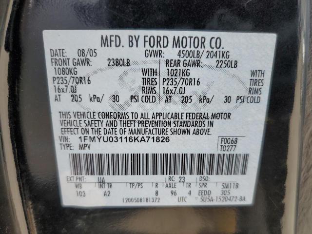 2006 Ford Escape Xlt VIN: 1FMYU03116KA71826 Lot: 53758634