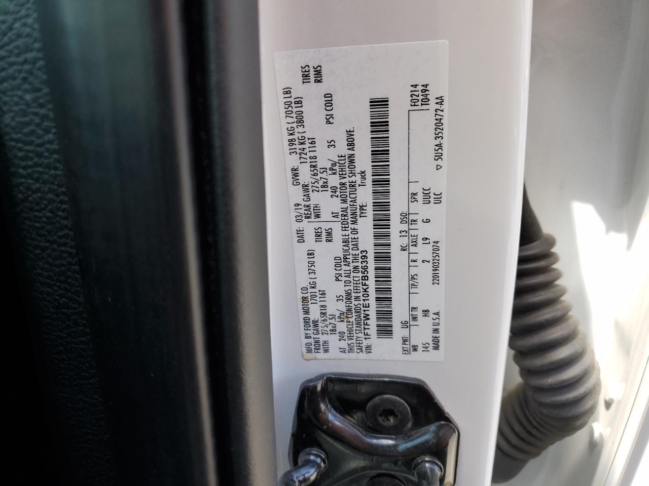 1FTFW1E10KFB56393 2019 Ford F150 Supercrew