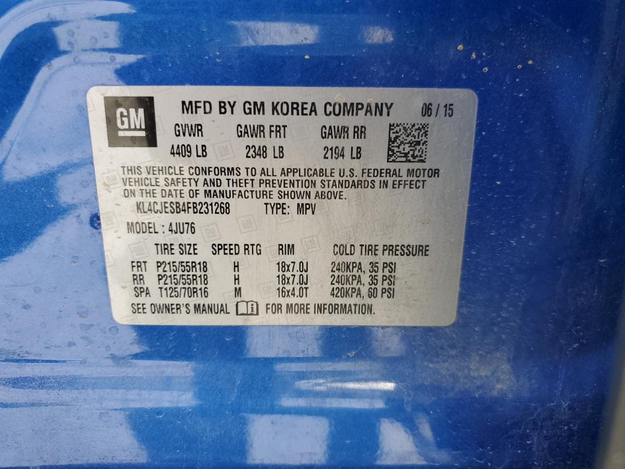 KL4CJESB4FB231268 2015 Buick Encore