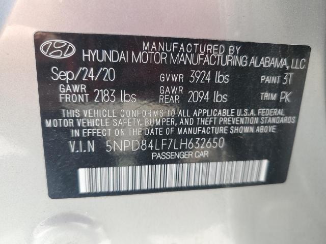 2020 Hyundai Elantra Sel VIN: 5NPD84LF7LH632650 Lot: 55809324