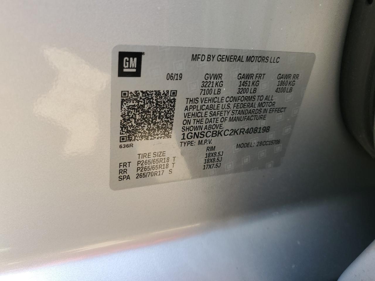 1GNSCBKC2KR408198 2019 Chevrolet Tahoe C1500 Lt