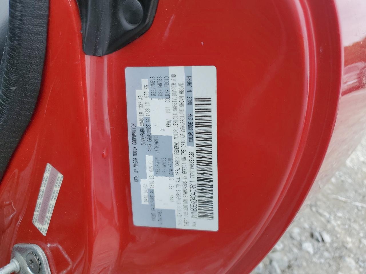 JM1NB354940407611 2004 Mazda Mx-5 Miata Speed