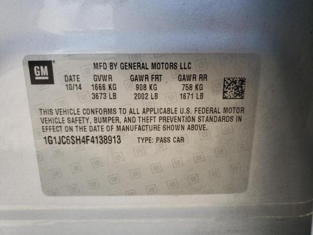 2015 Chevrolet Sonic Lt VIN: 1G1JC6SH4F4138913 Lot: 56161784