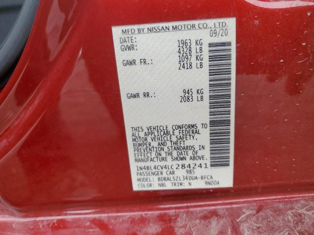 2020 Nissan Altima Sr VIN: 1N4BL4CV4LC284241 Lot: 54096174