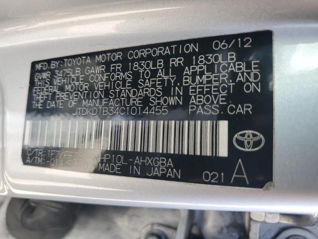 2012 Toyota Prius C VIN: JTDKDTB34C1014455 Lot: 56536644