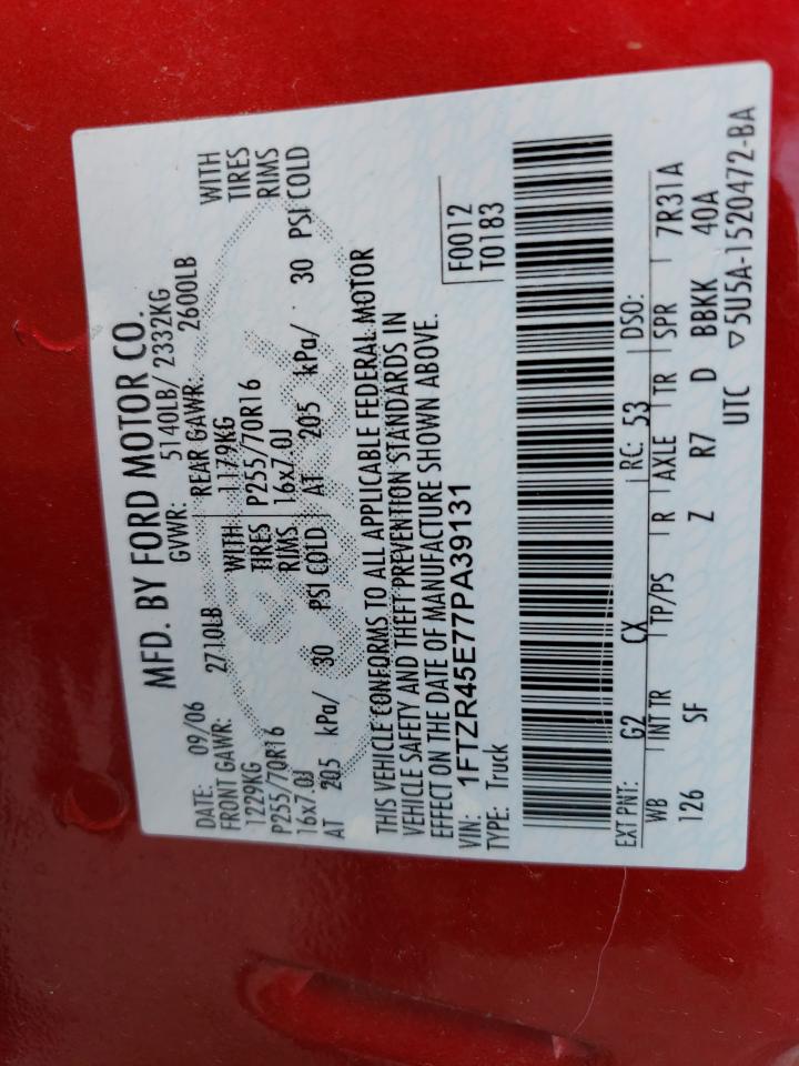 1FTZR45E77PA39131 2007 Ford Ranger Super Cab