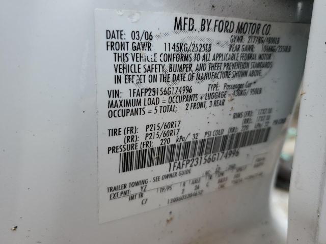 2006 Ford Five Hundred Se VIN: 1FAFP23156G174996 Lot: 56025904