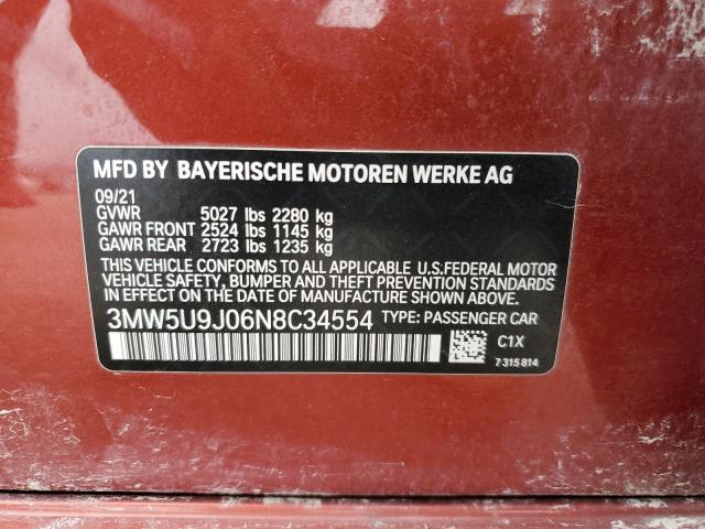 2022 BMW M340Xi VIN: 3MW5U9J06N8C34554 Lot: 56085484