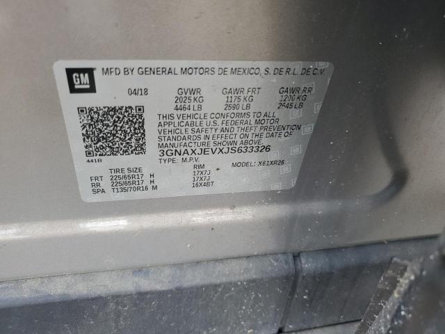 2018 Chevrolet Equinox Lt VIN: 3GNAXJEVXJS633326 Lot: 53924584