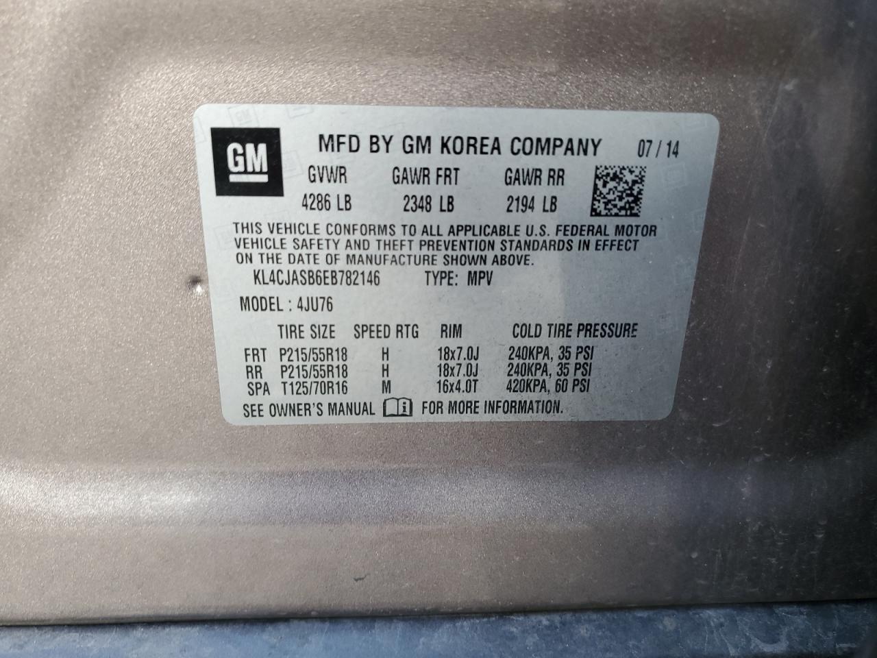KL4CJASB6EB782146 2014 Buick Encore