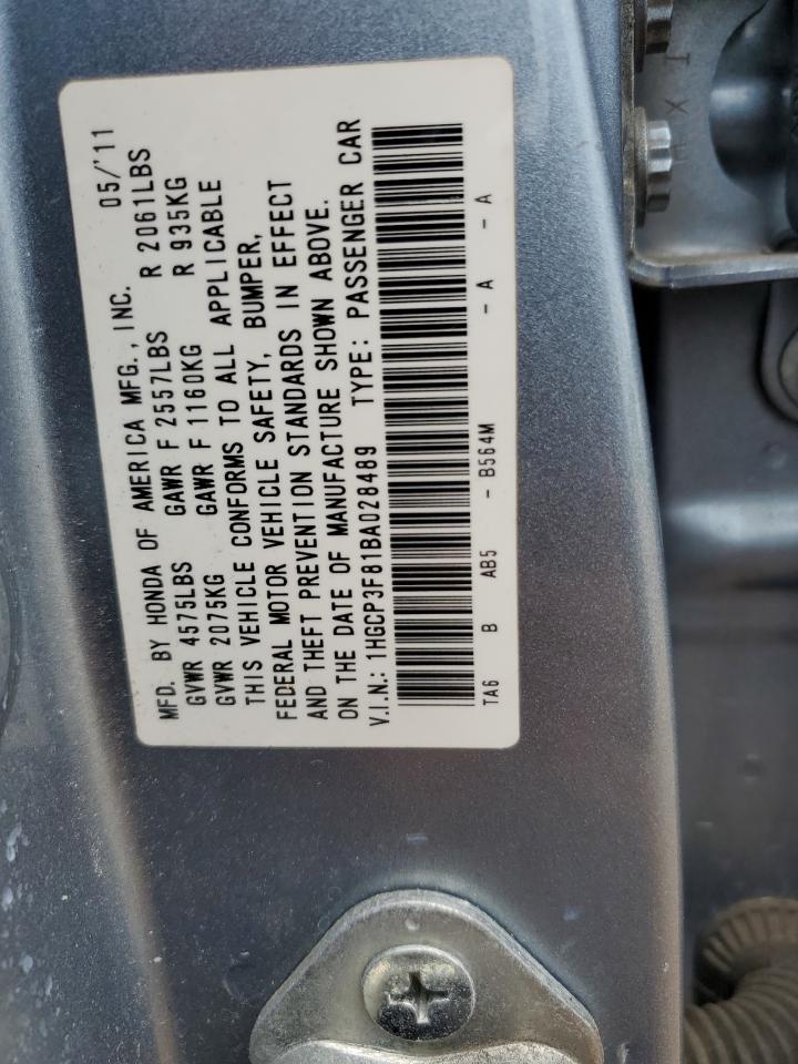 1HGCP3F81BA028489 2011 Honda Accord Exl