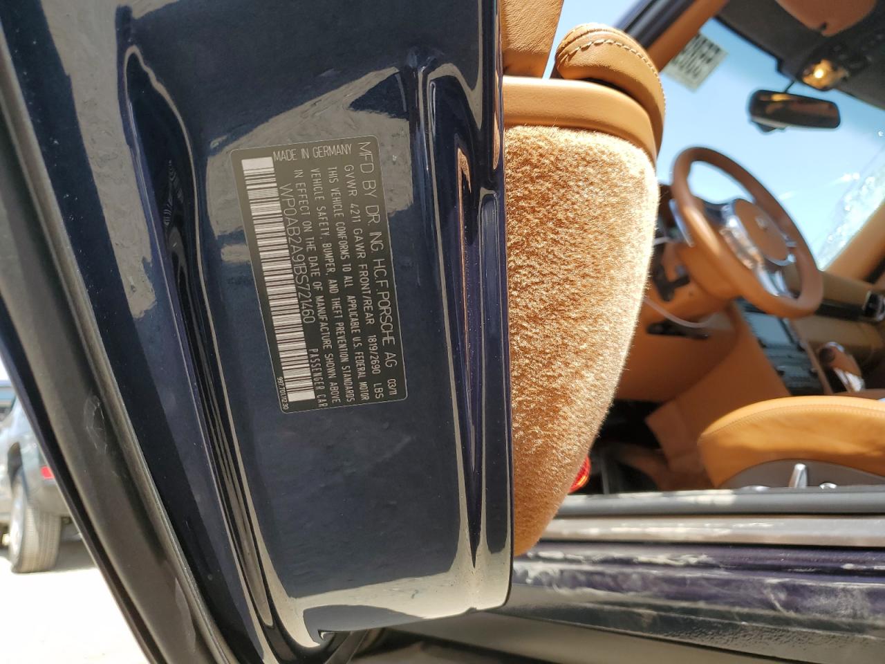 WP0AB2A91BS721460 2011 Porsche 911 Carrera S