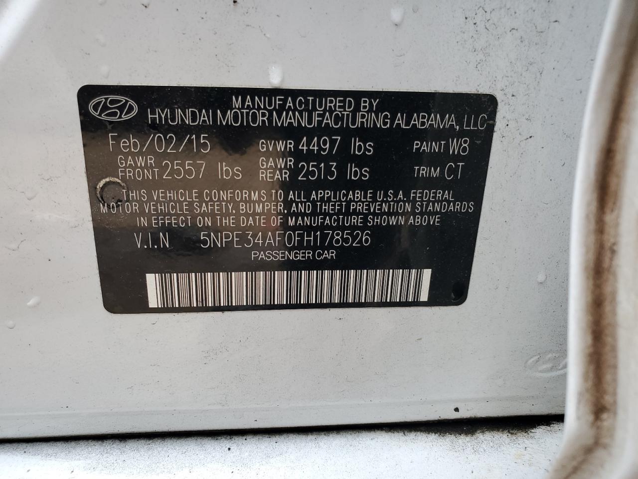 5NPE34AF0FH178526 2015 Hyundai Sonata Sport