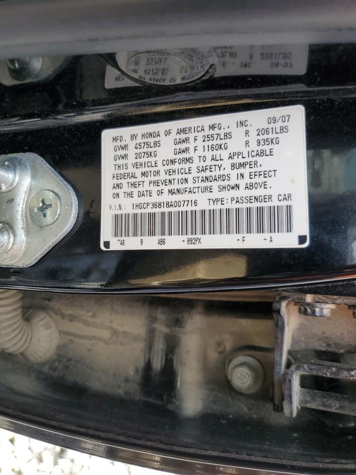 1HGCP36818A007716 2008 Honda Accord Exl