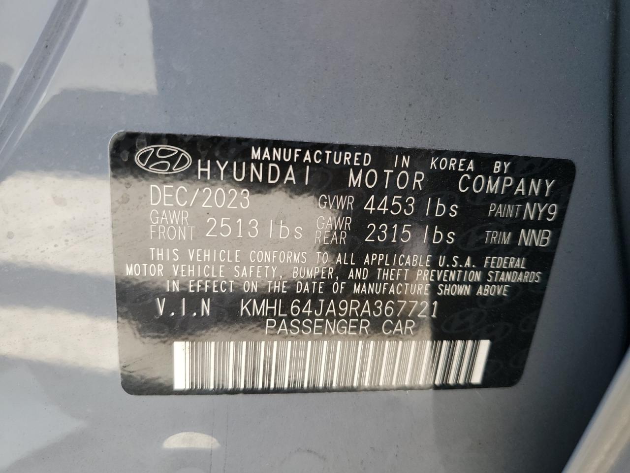 KMHL64JA9RA367721 2024 Hyundai Sonata Sel