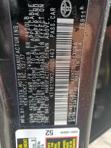 2018 TOYOTA CAMRY HYBR - 4T1B21HK2JU005463