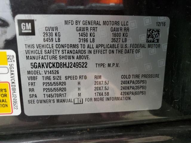 2017 Buick Enclave VIN: 5GAKVCKD8HJ249522 Lot: 54562484