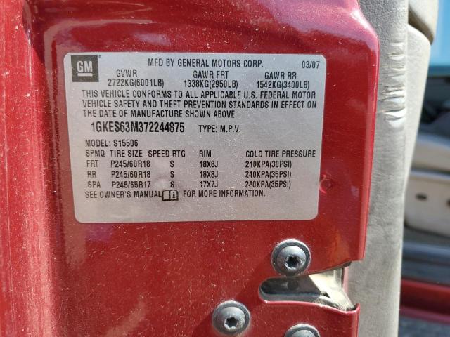 2007 GMC Envoy Denali VIN: 1GKES63M372244875 Lot: 54557474